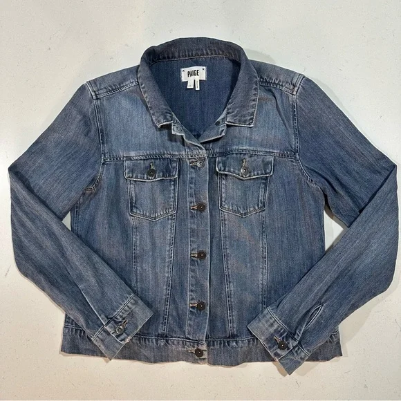 Paige Blue Denim Jacket - Size L - Picture 2 of 10